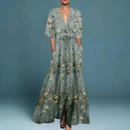 Vestido fluido elegante con escote en V