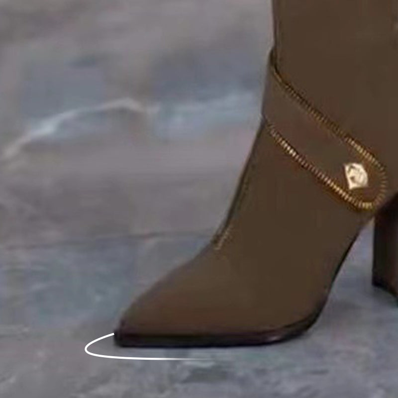 Botas Altas de Punta Fina y Tacón Grueso para Mujer