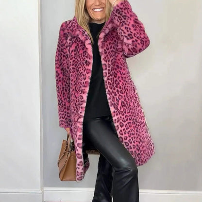 Séverine™ | Chaqueta Midi Estampado Leopardo Elegante