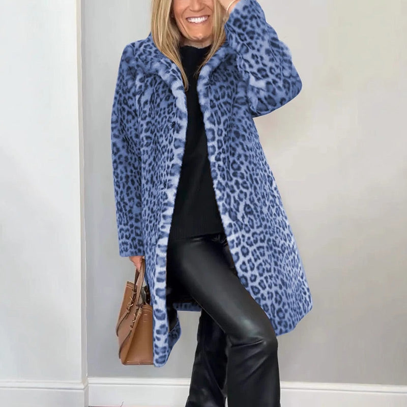 Séverine™ | Chaqueta Midi Estampado Leopardo Elegante