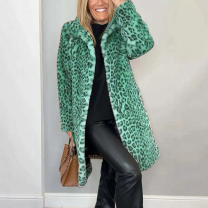 Séverine™ | Chaqueta Midi Estampado Leopardo Elegante