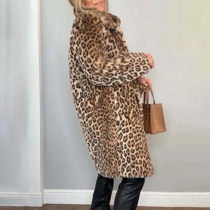 Séverine™ | Chaqueta Midi Estampado Leopardo Elegante