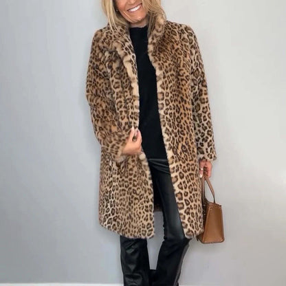 Séverine™ | Chaqueta Midi Estampado Leopardo Elegante