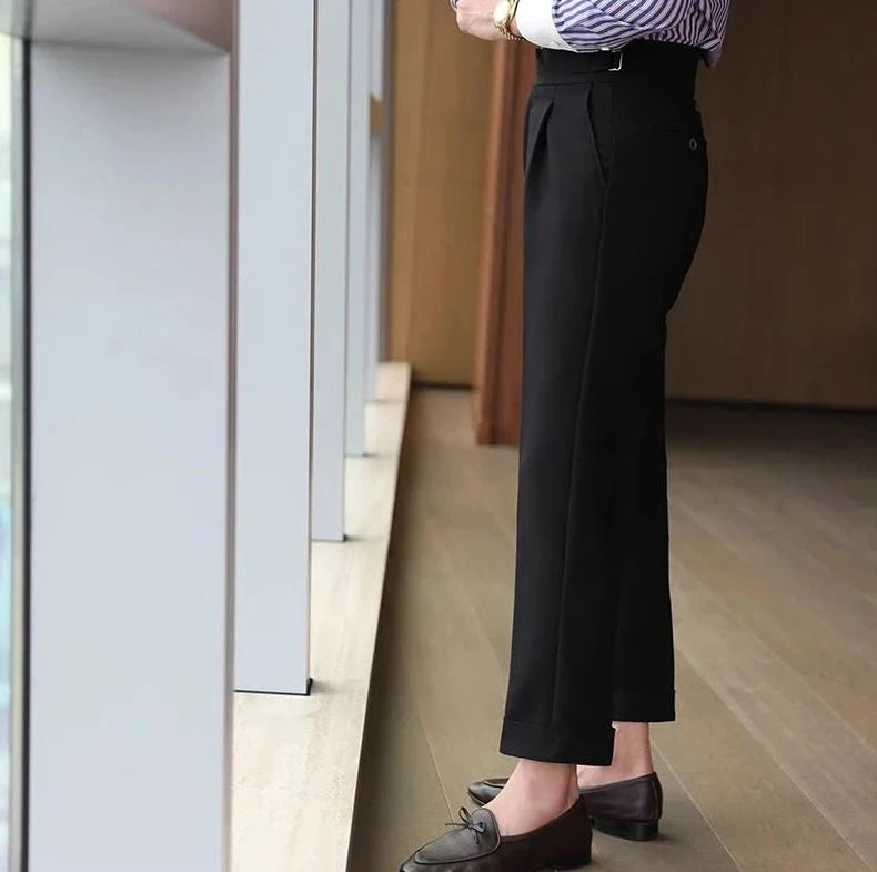 Pantalones de Negocios Rectos de Tiro Alto