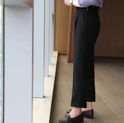 Pantalones de Negocios Rectos de Tiro Alto