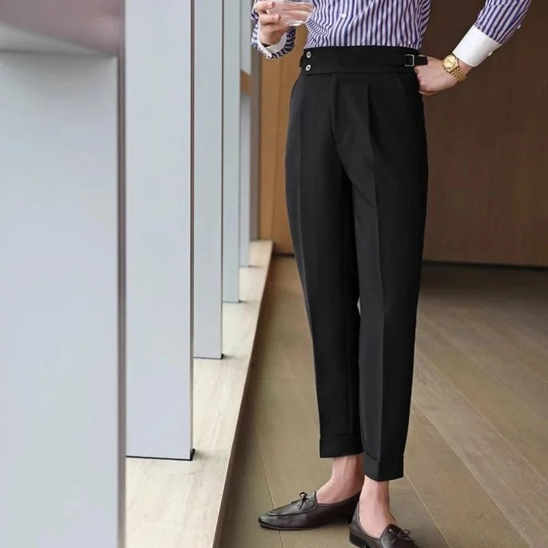 Pantalones de Negocios Rectos de Tiro Alto