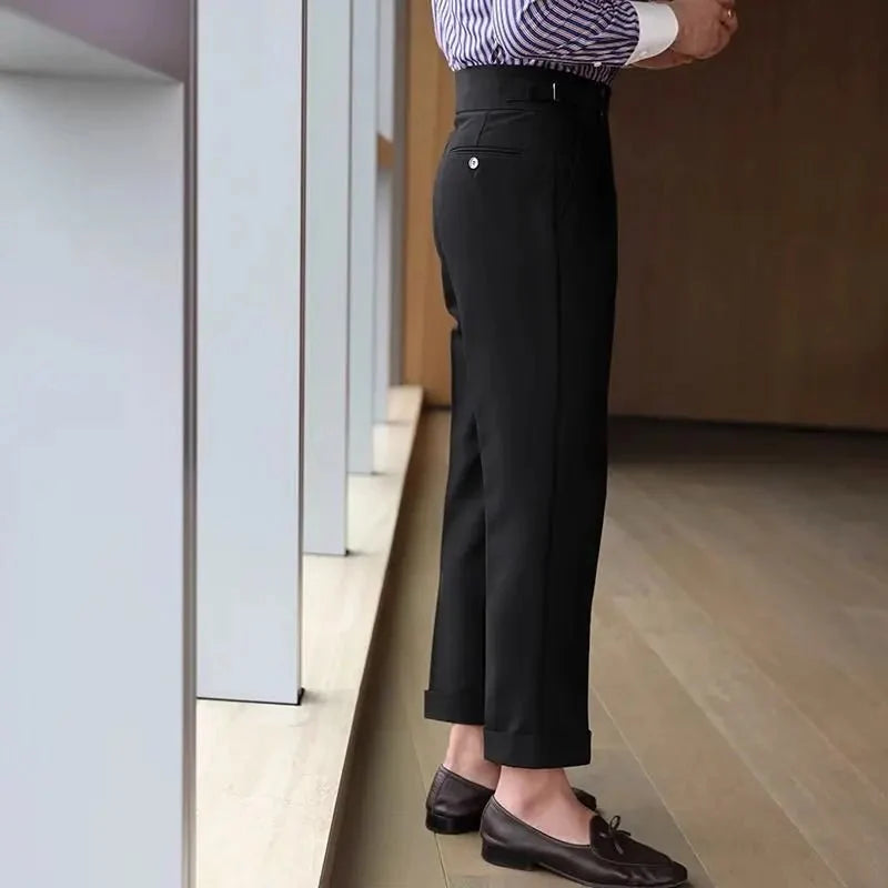 Pantalones de Negocios Rectos de Tiro Alto