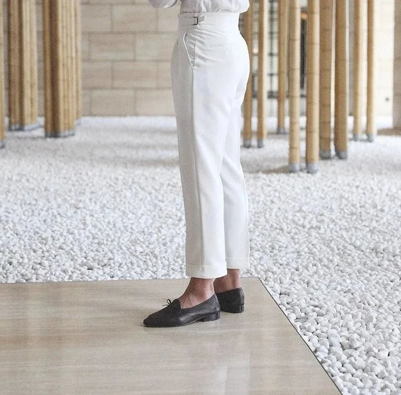 Pantalones de Negocios Rectos de Tiro Alto