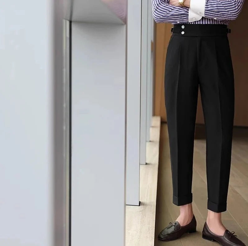 Pantalones de Negocios Rectos de Tiro Alto