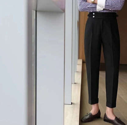 Pantalones de Negocios Rectos de Tiro Alto