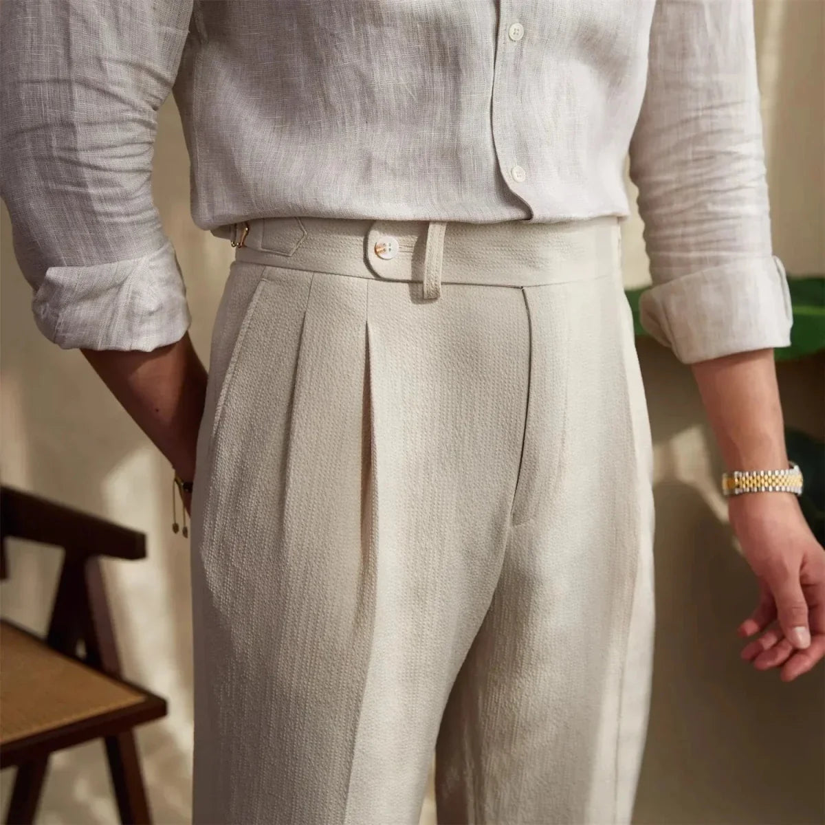 Pantalones de Traje Elegantes Corte Recto