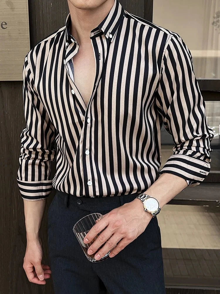 Camisa de Negocios Elegante a Rayas