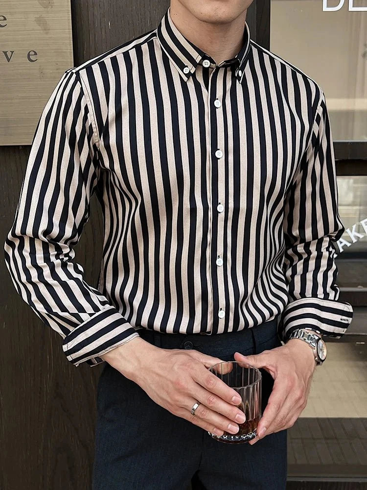 Camisa de Negocios Elegante a Rayas