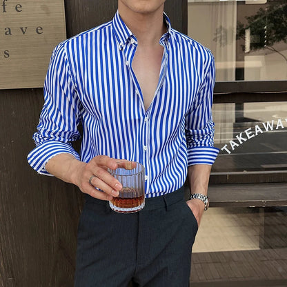 Camisa de Negocios Elegante a Rayas