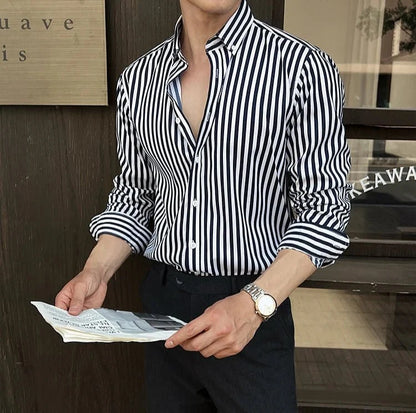 Camisa de Negocios Elegante a Rayas