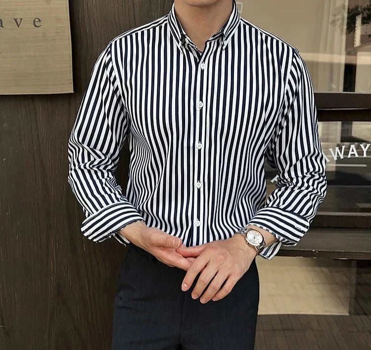 Camisa de Negocios Elegante a Rayas