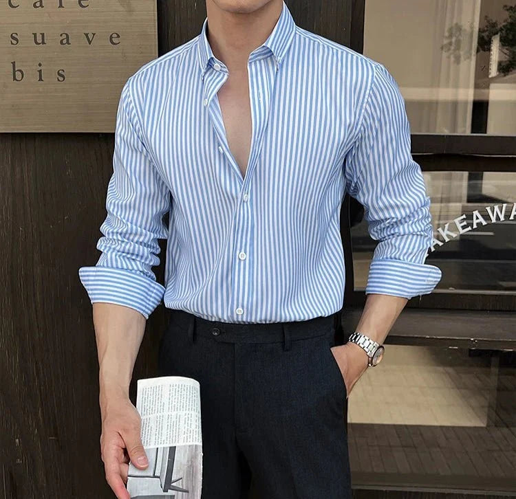 Camisa de Negocios Elegante a Rayas