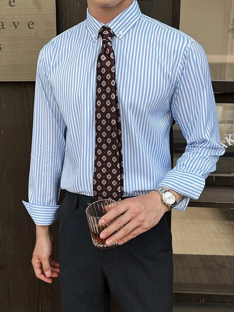 Camisa de Negocios Elegante a Rayas