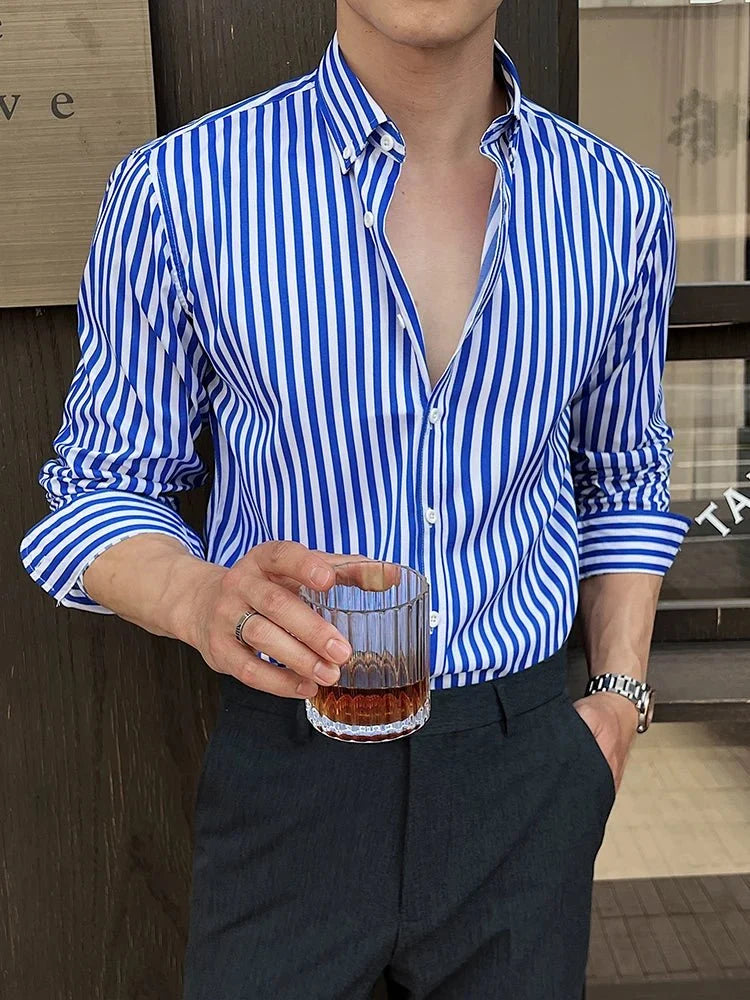 Camisa de Negocios Elegante a Rayas