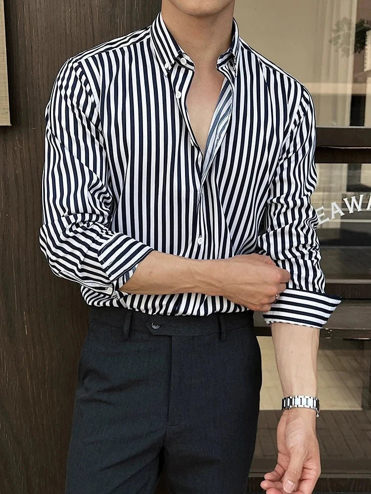 Camisa de Negocios Elegante a Rayas