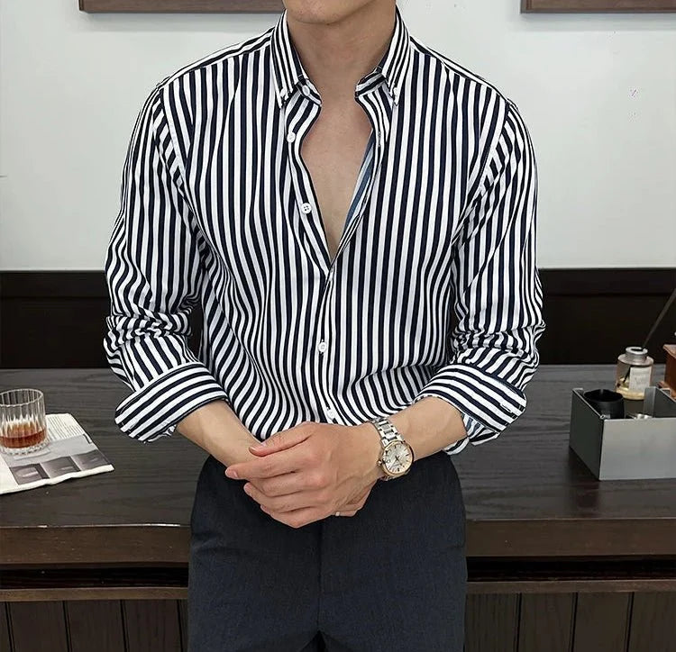 Camisa de Negocios Elegante a Rayas