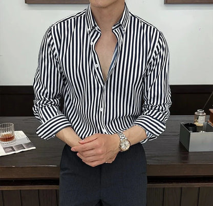 Camisa de Negocios Elegante a Rayas