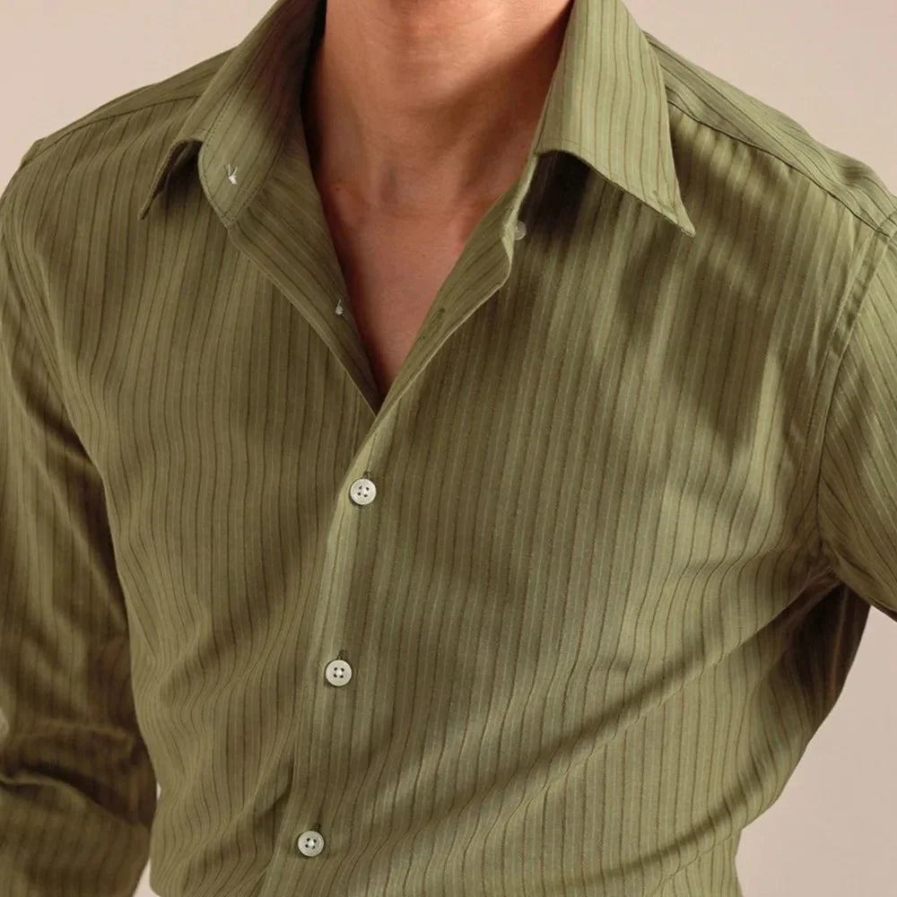 Camisa de Vestir de Algodón a Rayas