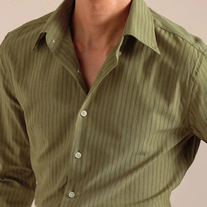 Camisa de Vestir de Algodón a Rayas