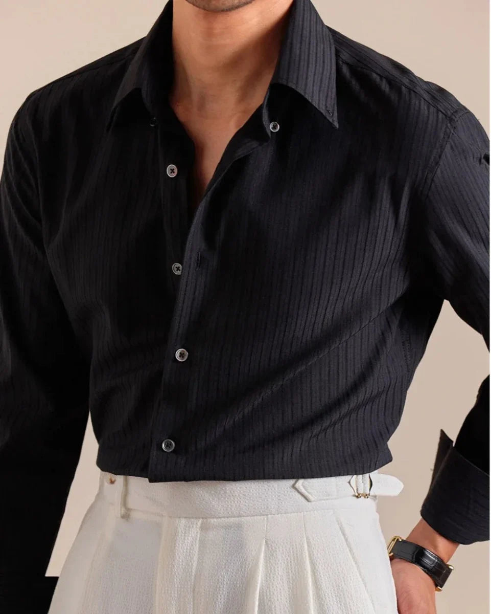 Camisa de Vestir de Algodón a Rayas