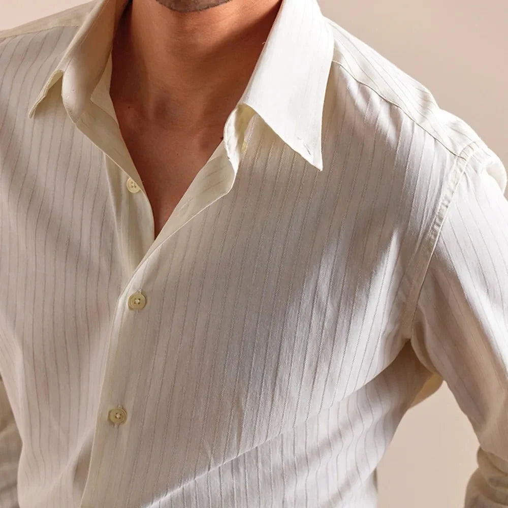 Camisa de Vestir de Algodón a Rayas