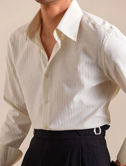 Camisa de Vestir de Algodón a Rayas