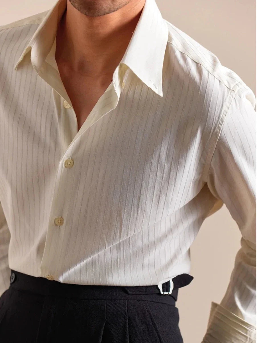 Camisa de Vestir de Algodón a Rayas