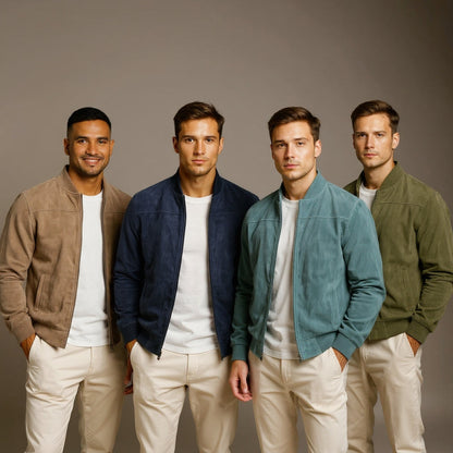 | VESTE BOMBER EN CUIR SUEDE HOMME