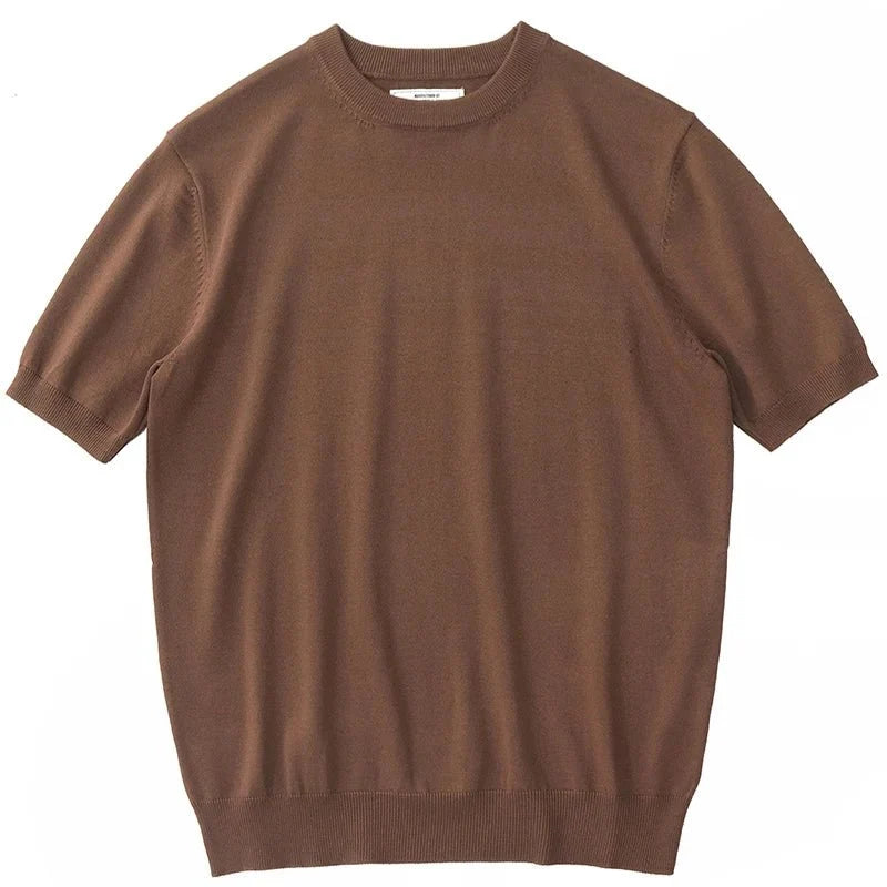 Camiseta Retro de Punto de Manga Corta de Verano