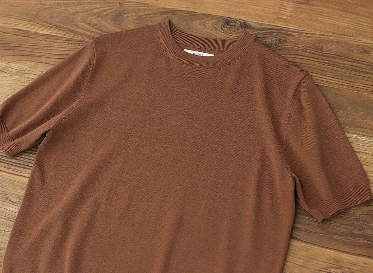 Camiseta Retro de Punto de Manga Corta de Verano