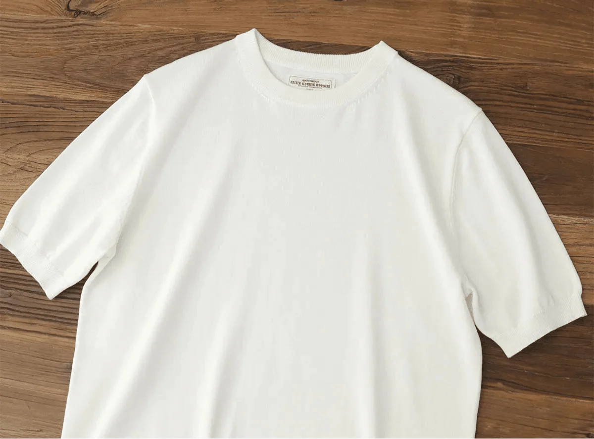 Camiseta Retro de Punto de Manga Corta de Verano