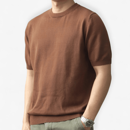 Camiseta Retro de Punto de Manga Corta de Verano