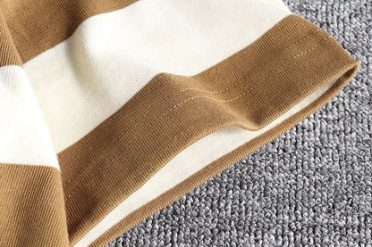 Camiseta de Algodón y Lino a Rayas para Hombre