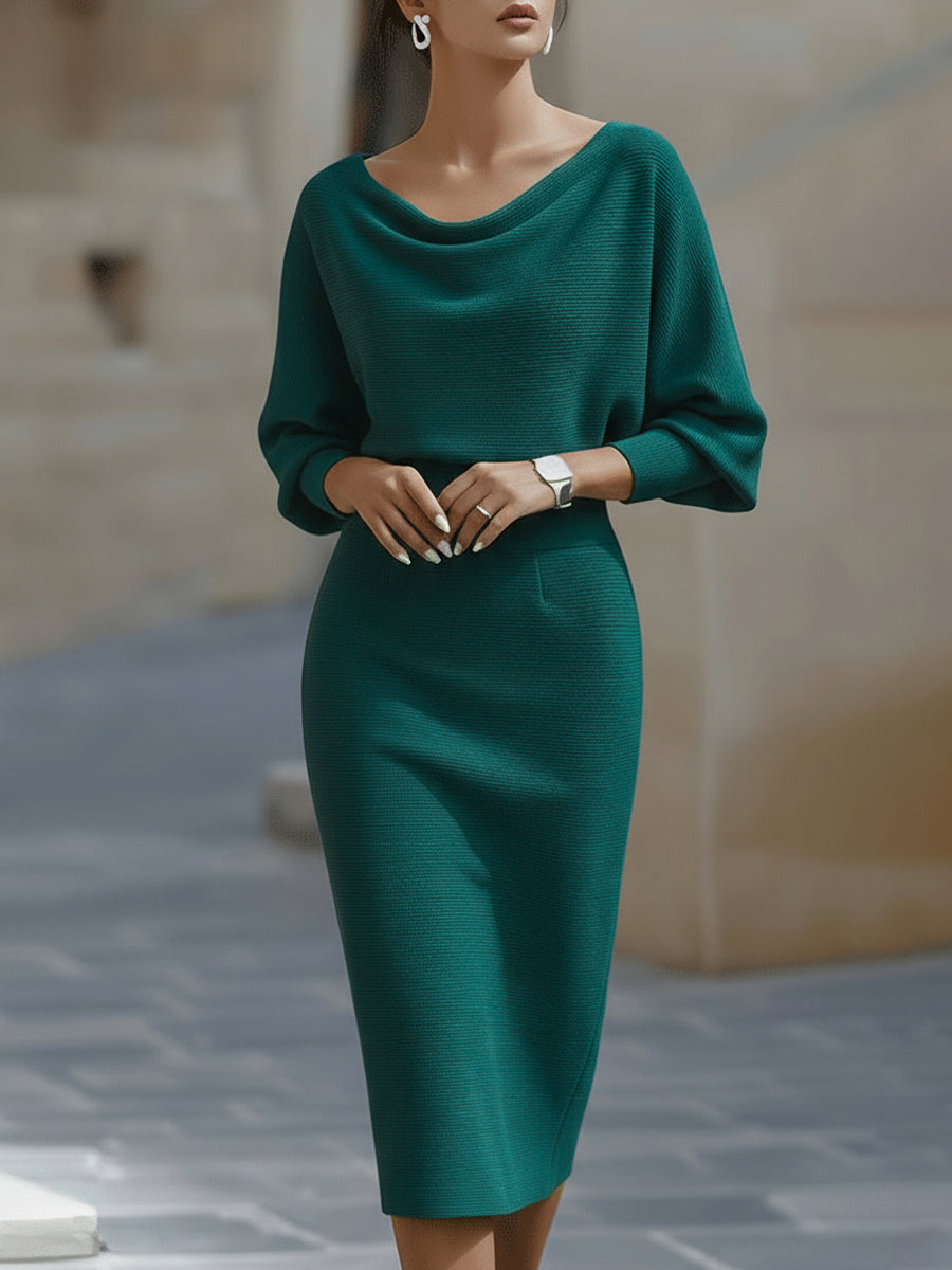 Clarisse | Vestido Midi Drapeado Elegante e Intemporal