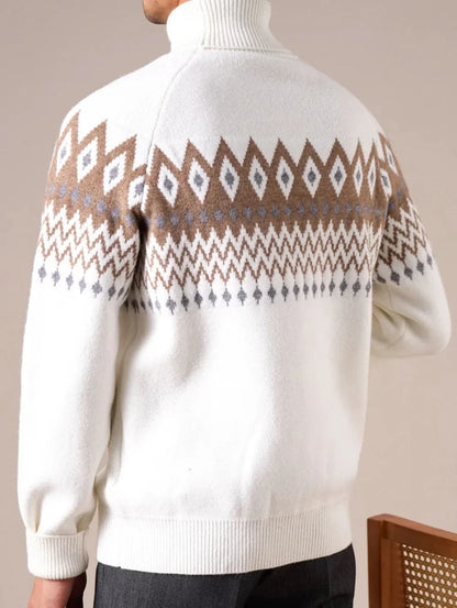 Jersey de Mezcla de Lana con Cuello Vuelto y Rombos